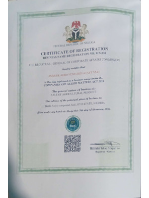 Lamidi Waliu Ishola Ishola, Annuur Agro Ventures Ataye Saki,oyo State.